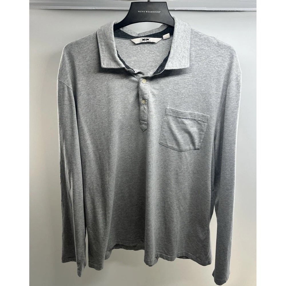 Joseph Abboud Polo Shirt Mens XXL Aluminum Grey Long Sleeve Cotton Casual